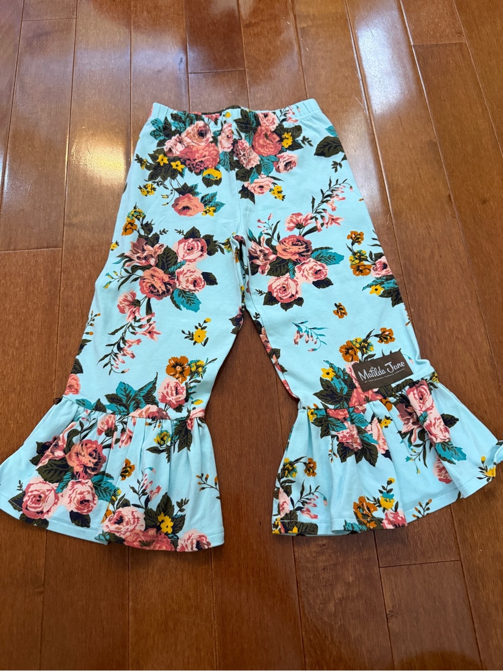 Matilda Jane Aqua Floral Ruffle Pants